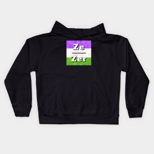 Ze-Zir Pronouns: Genderqueer Kids Hoodie